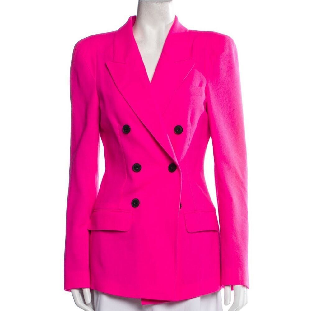 Smythe Pink Not a DB Double Breasted Blazer Jacket Pagoda 10 Hot Pink $795 NWT - Picture 5 of 8